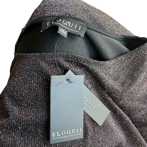 ELOQUII Black Sparkly Metallic Lurex Tulip Mini Dress Women's Size 24 NWT Glam - Picture 10 of 13